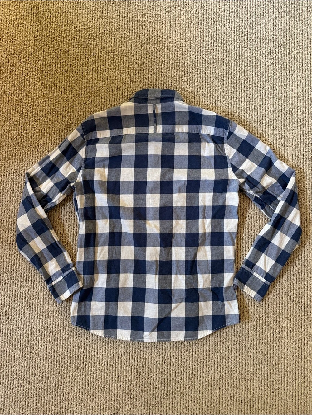 Banana Republic Navy and White Check Button-Down Shirt - Casual Plaid